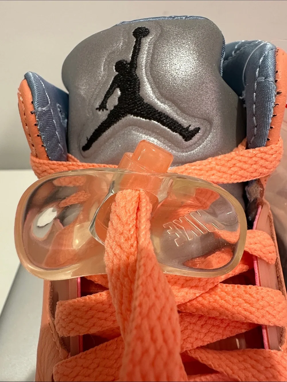 Jordan Retro 5 DJ Khalid  High-Top Sneakers in Coral Orange with Silver Tongue